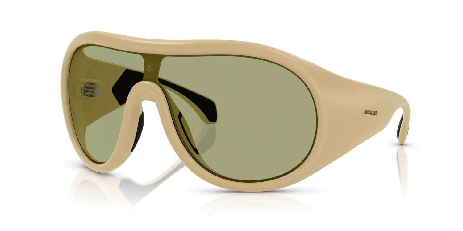Occhiali da sole Moncler Cloche ME 8004 (501882) colore cammello opaco forma aviator lenti verde