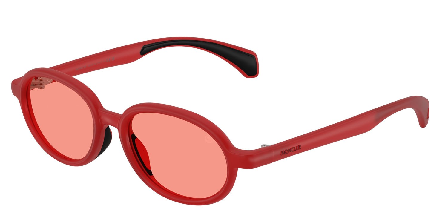 Occhiali da sole Moncler Caprice ME 8006 (5005F5) colore rosso opaco color latte forma ovale lenti rosa