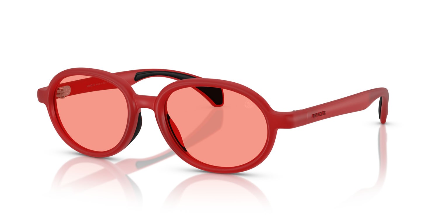 Occhiali da sole Moncler Caprice ME 8006 (5005F5) colore rosso opaco color latte forma ovale lenti rosa