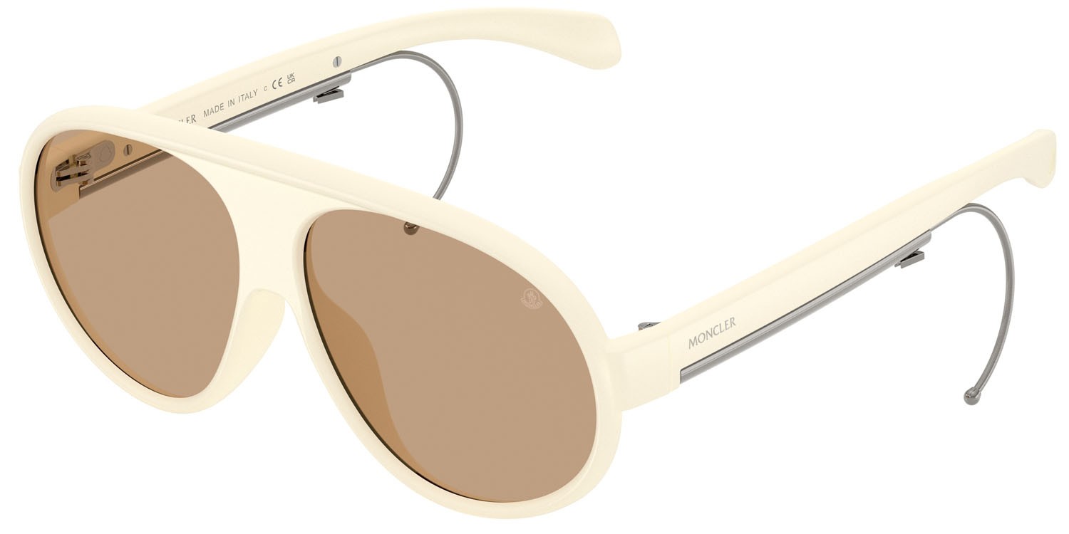 Occhiali da sole Moncler Vantaj ME 8007U (500263) colore color burro opaco forma aviator lenti marrone chiaro tinta unita