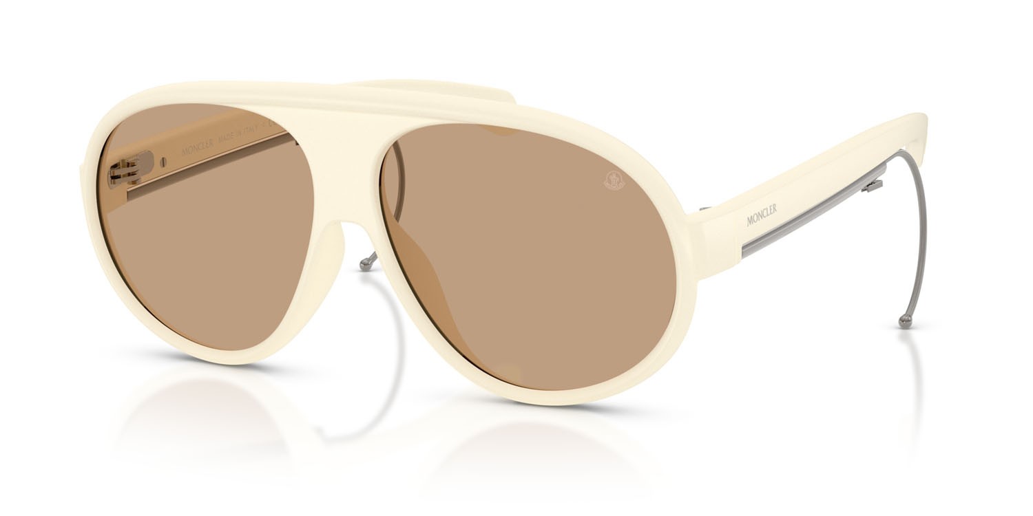 Occhiali da sole Moncler Vantaj ME 8007U (500263) colore color burro opaco forma aviator lenti marrone chiaro tinta unita