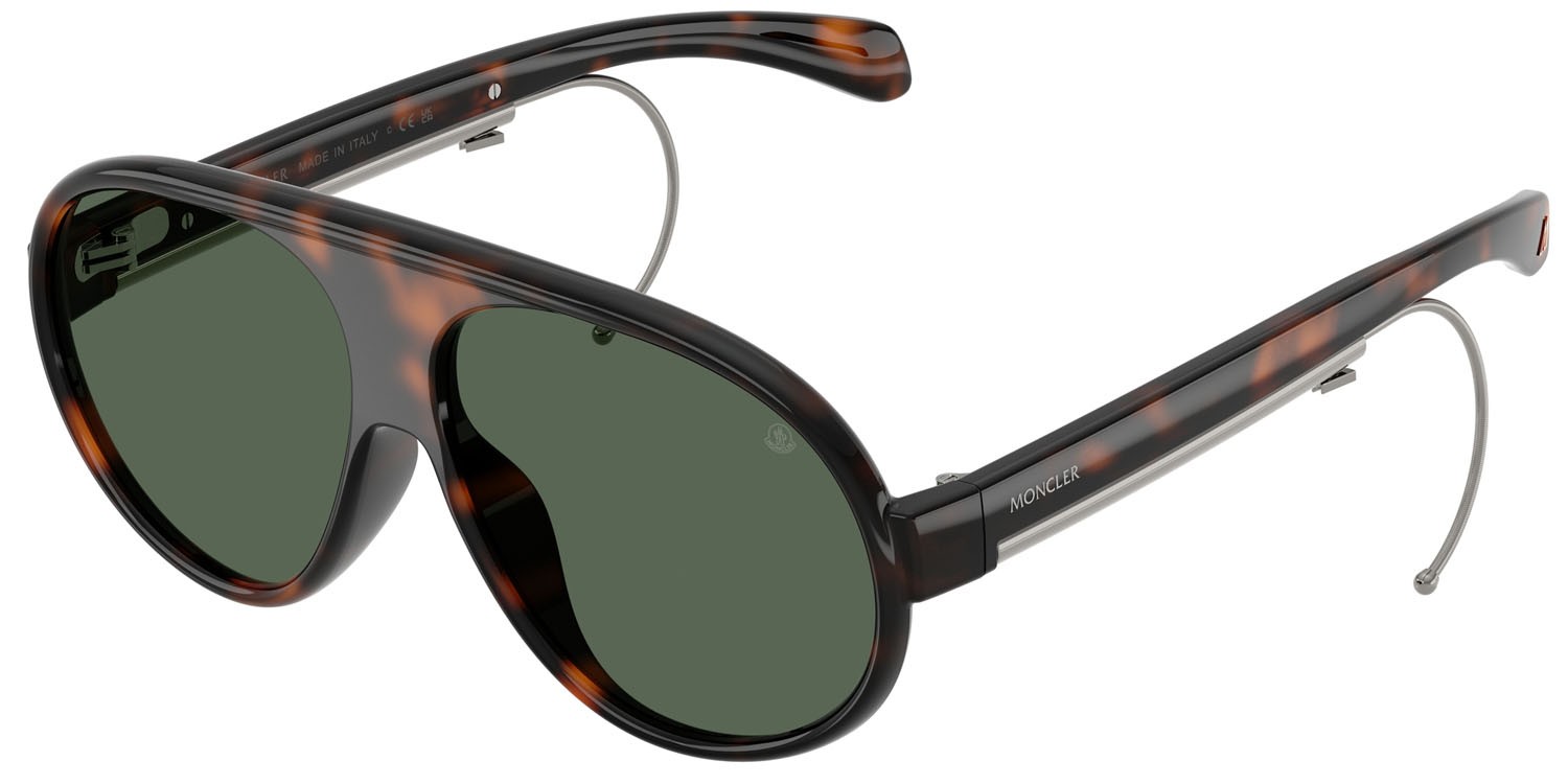 Occhiali da sole Moncler Vantaj ME 8007U (502171) colore havana lucido forma aviator lenti verde scuro tinta unita