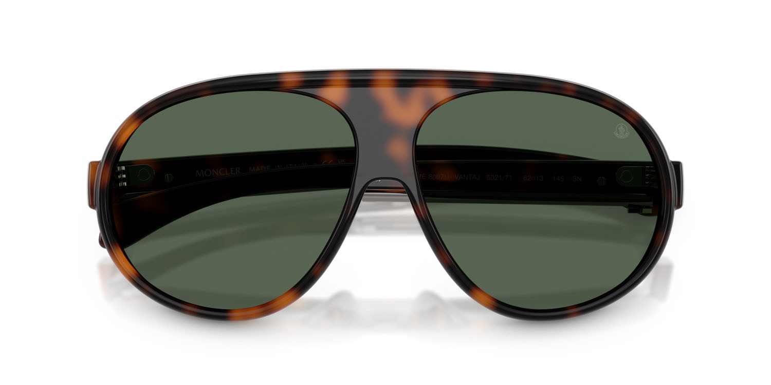 Occhiali da sole Moncler Vantaj ME 8007U (502171) colore havana lucido forma aviator lenti verde scuro tinta unita