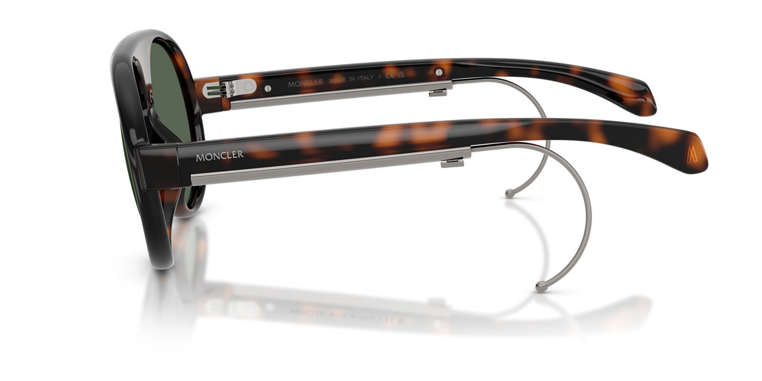 Occhiali da sole Moncler Vantaj ME 8007U (502171) colore havana lucido forma aviator lenti verde scuro tinta unita