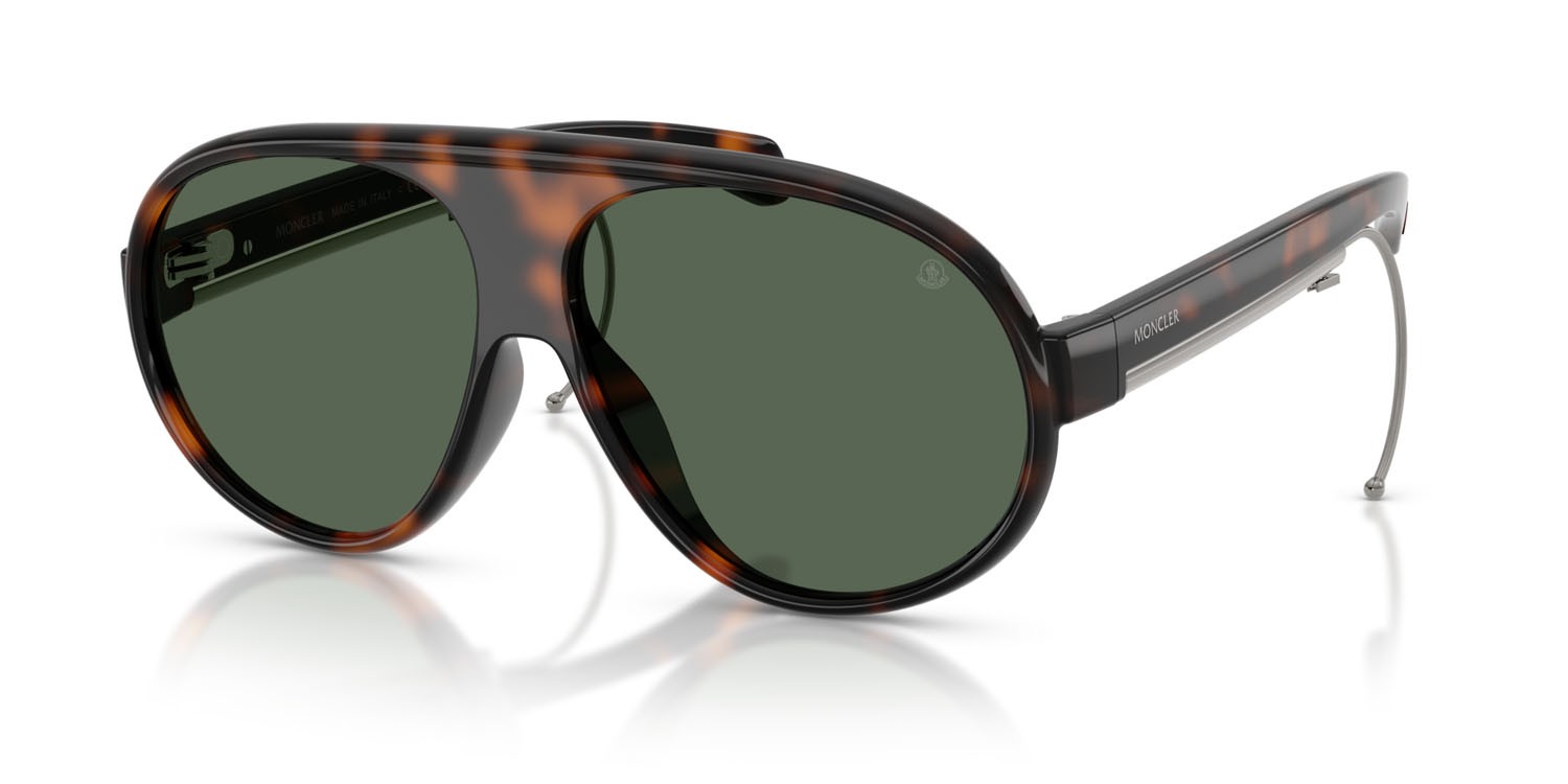 Occhiali da sole Moncler Vantaj ME 8007U (502171) colore havana lucido forma aviator lenti verde scuro tinta unita