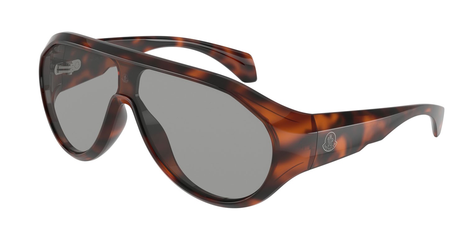 Sunglasses Moncler Bombolle ME 8009U (5026/1) color havana lucido shape oval lenses grigio chiaro tinta unita
