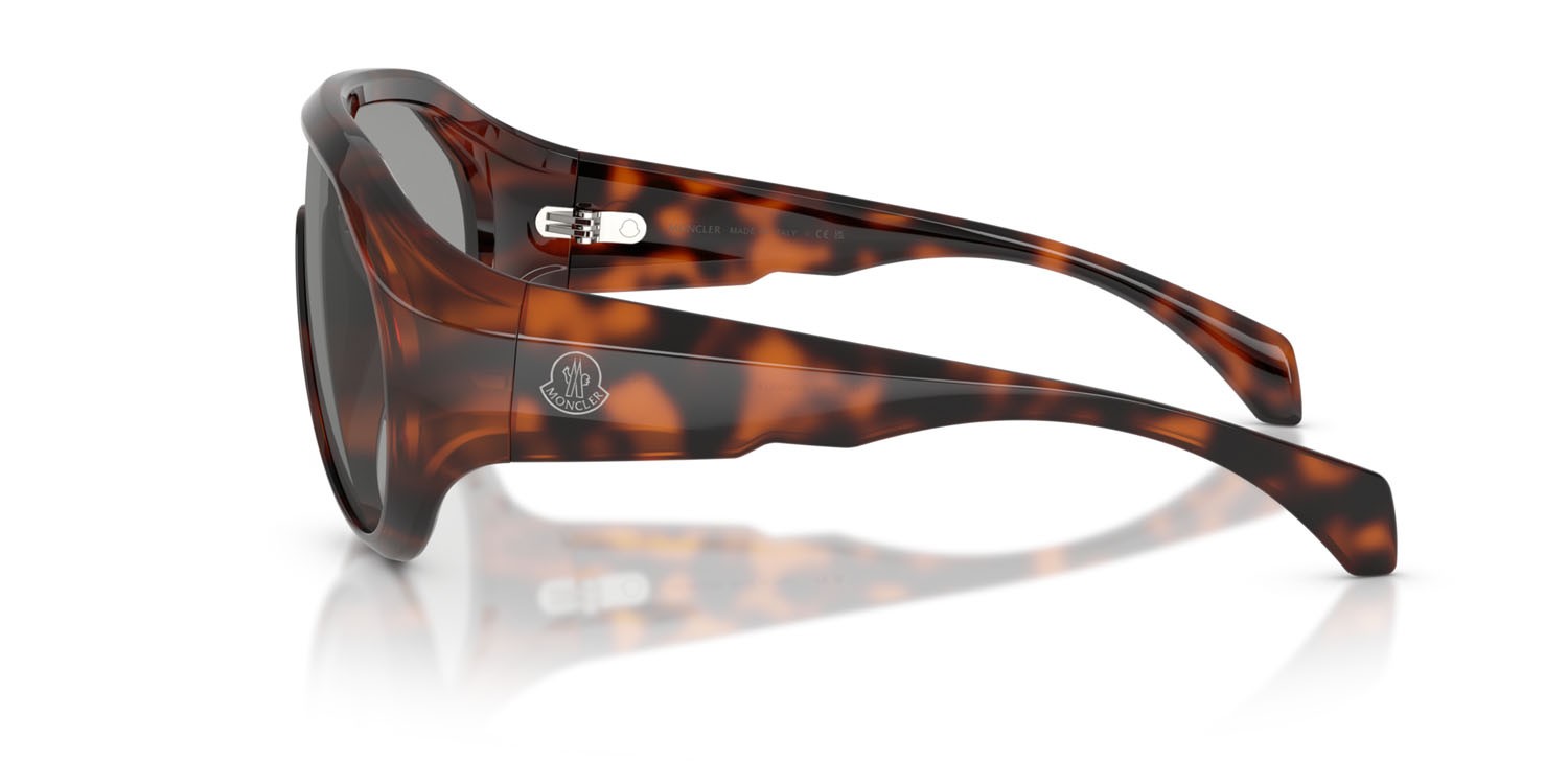 Sunglasses Moncler Bombolle ME 8009U (5026/1) color havana lucido shape oval lenses grigio chiaro tinta unita