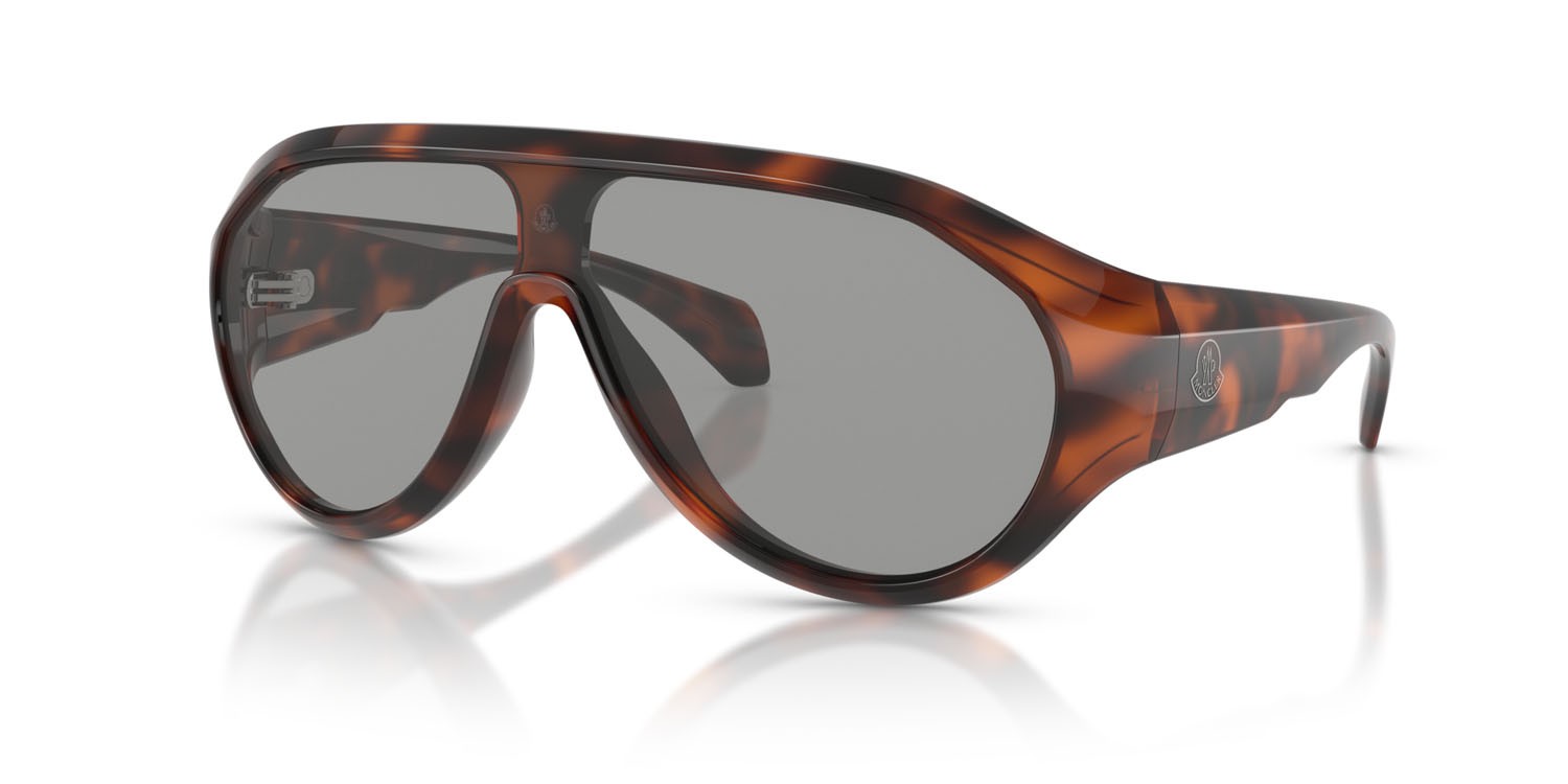 Sunglasses Moncler Bombolle ME 8009U (5026/1) color havana lucido shape oval lenses grigio chiaro tinta unita