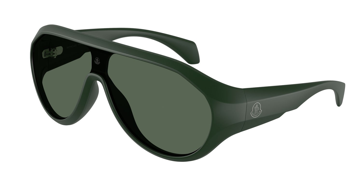 Occhiali da sole Moncler Bombolle ME 8009U (502971) colore verde scuro opaco forma ovale lenti verde scuro tinta unita