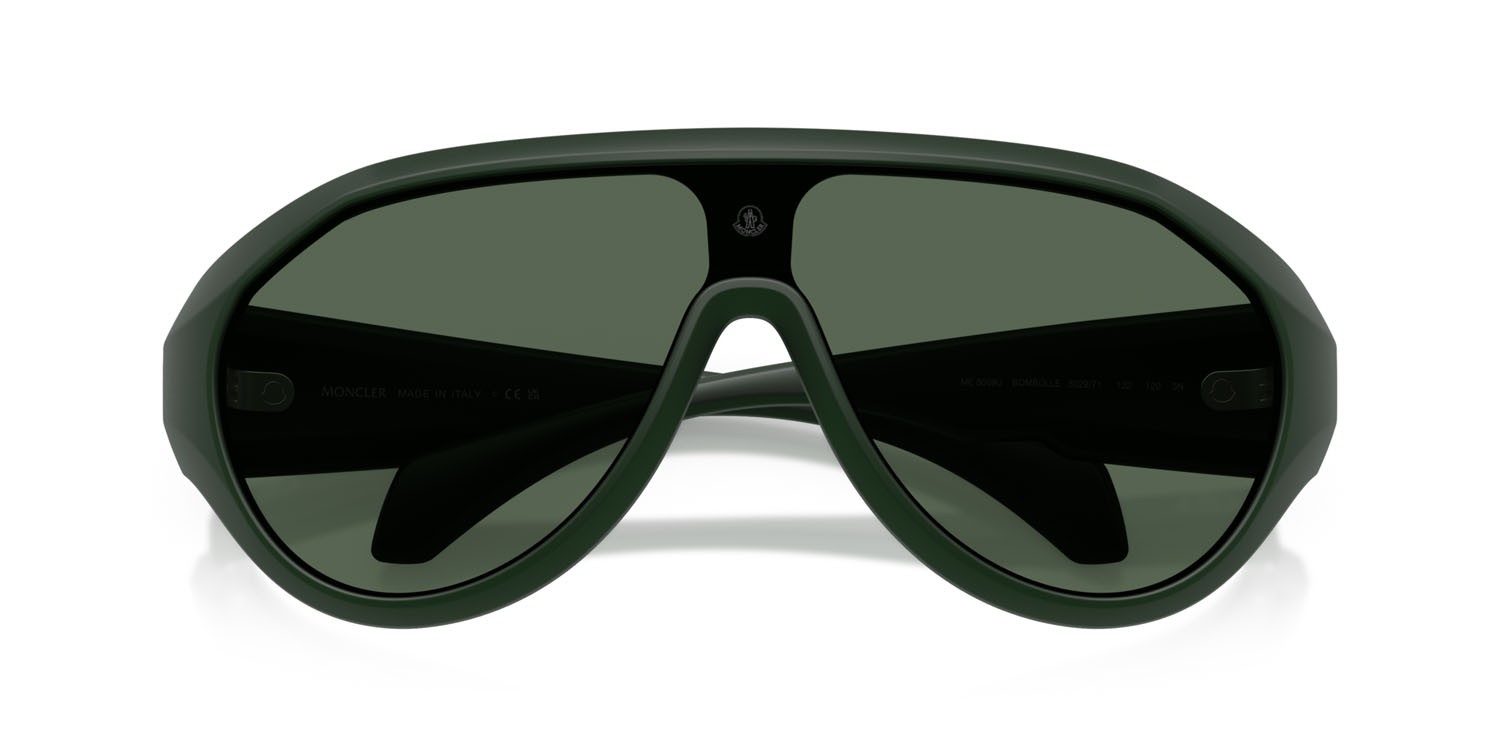 Occhiali da sole Moncler Bombolle ME 8009U (502971) colore verde scuro opaco forma ovale lenti verde scuro tinta unita
