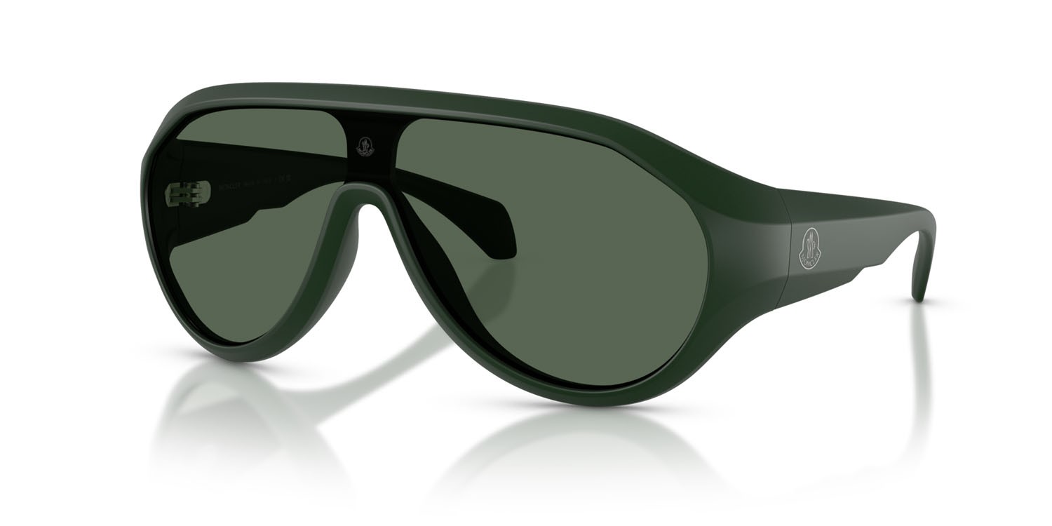 Occhiali da sole Moncler Bombolle ME 8009U (502971) colore verde scuro opaco forma ovale lenti verde scuro tinta unita