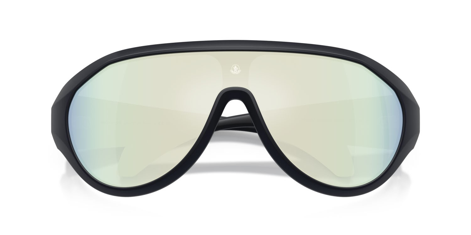 Occhiali da sole Moncler Bombolle ME 8009U (50306J) colore blu scuro opaco forma ovale lenti blu specchiato bianco