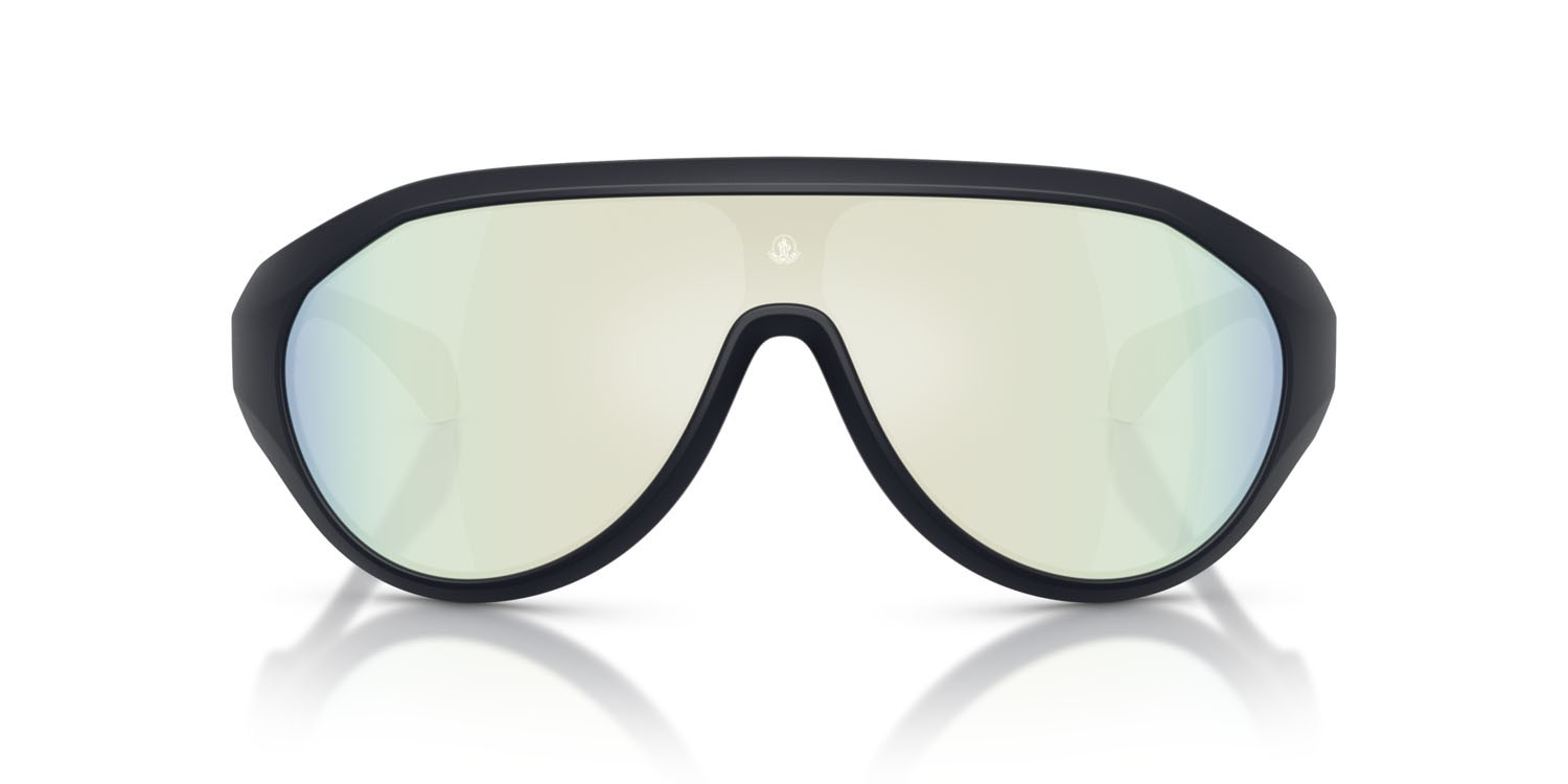 Occhiali da sole Moncler Bombolle ME 8009U (50306J) colore blu scuro opaco forma ovale lenti blu specchiato bianco