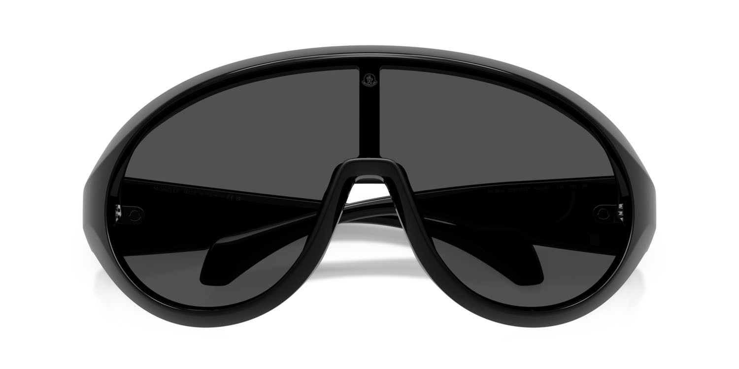 Sunglasses Moncler Contrast ME 8010 (500187) color nero lucido shape oval lenses grigio scuro tinta unita
