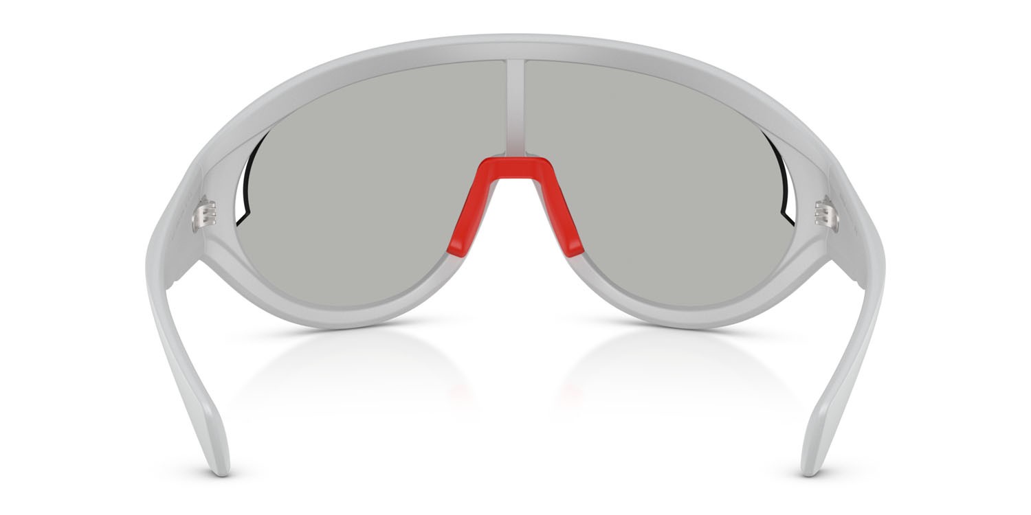 Occhiali da sole Moncler Contrast ME 8010 (50278V) colore argento opaco forma ovale lenti argento a specchio