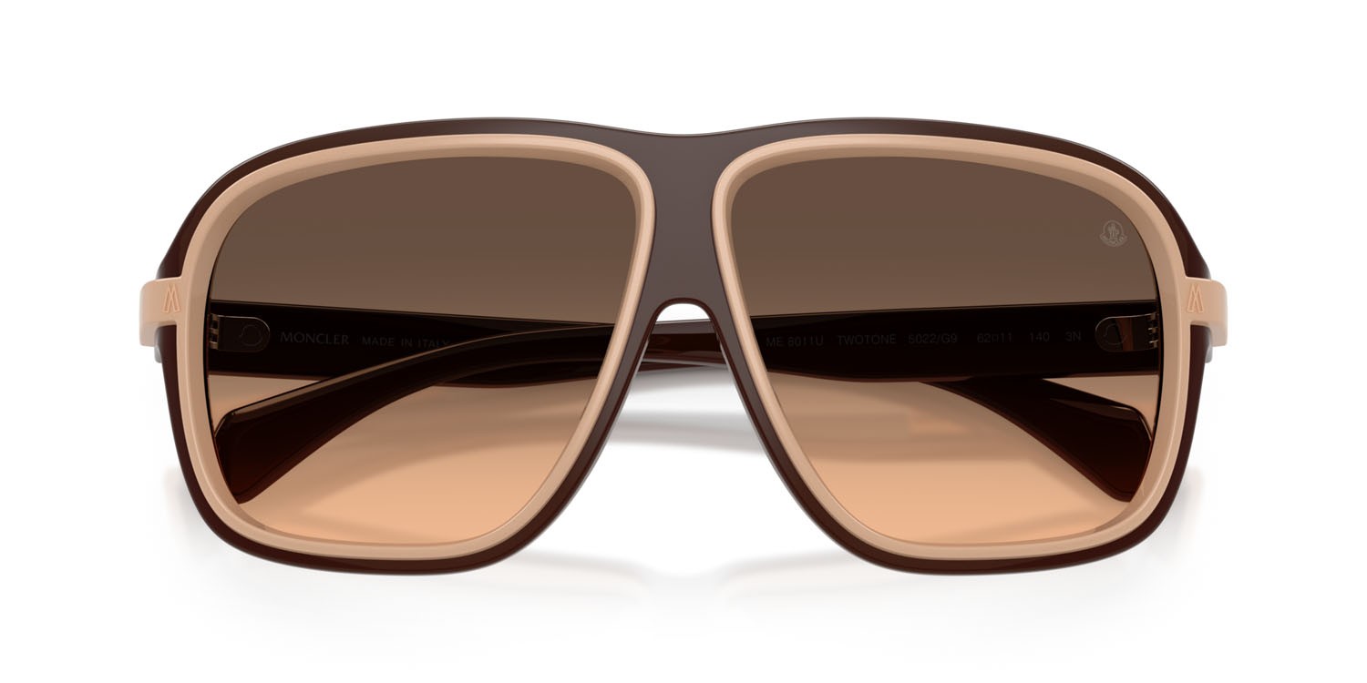 Sunglasses Moncler Twotone ME 8011U (5022G9) color marrone lucido shape square lenses marrone sfumato