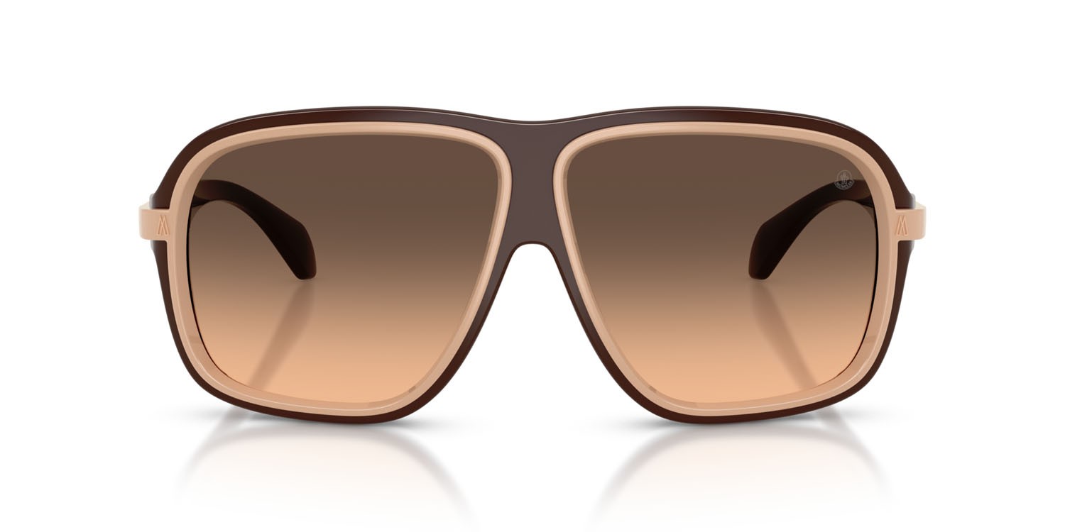 Sunglasses Moncler Twotone ME 8011U (5022G9) color marrone lucido shape square lenses marrone sfumato