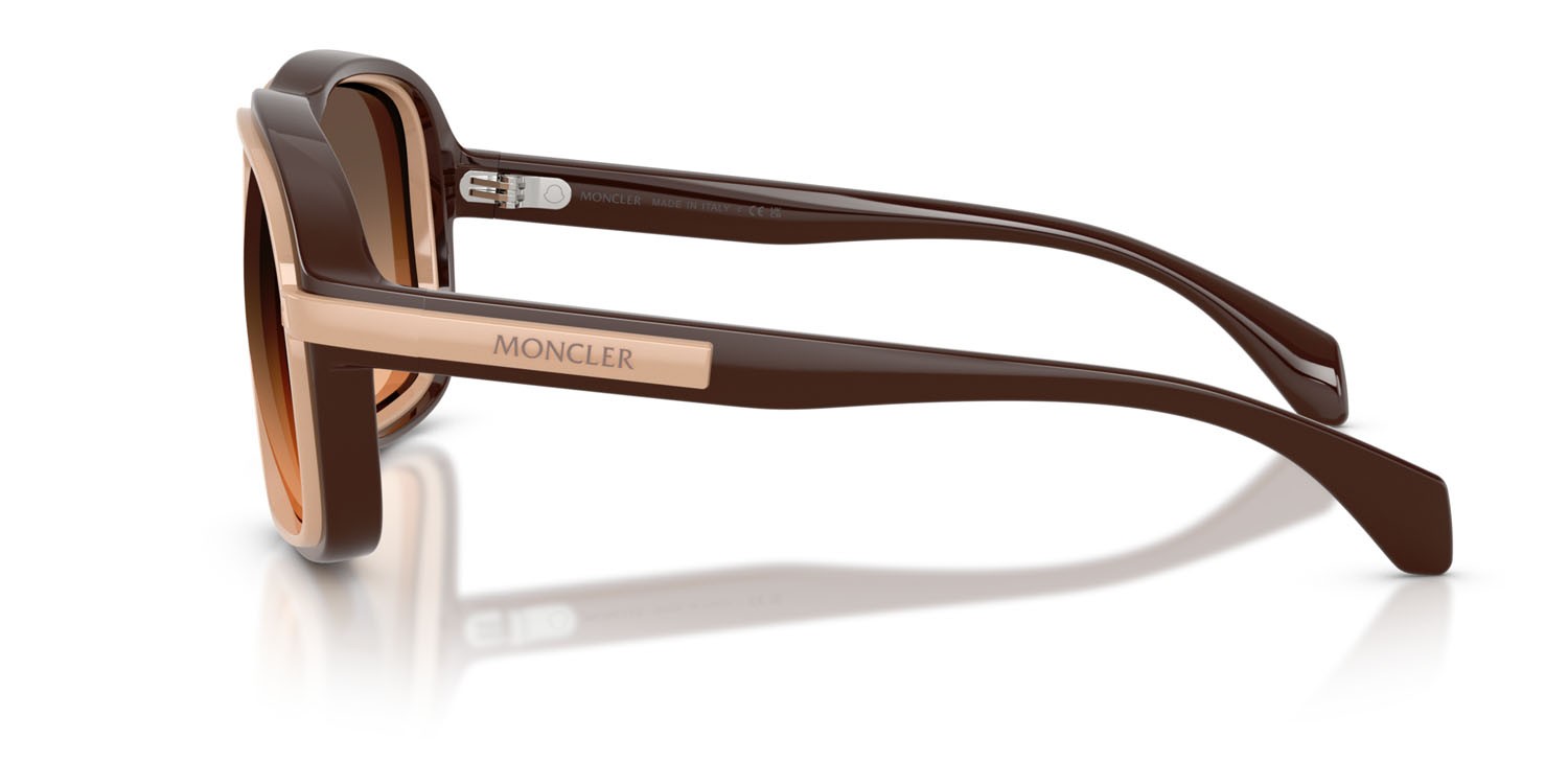 Sunglasses Moncler Twotone ME 8011U (5022G9) color marrone lucido shape square lenses marrone sfumato