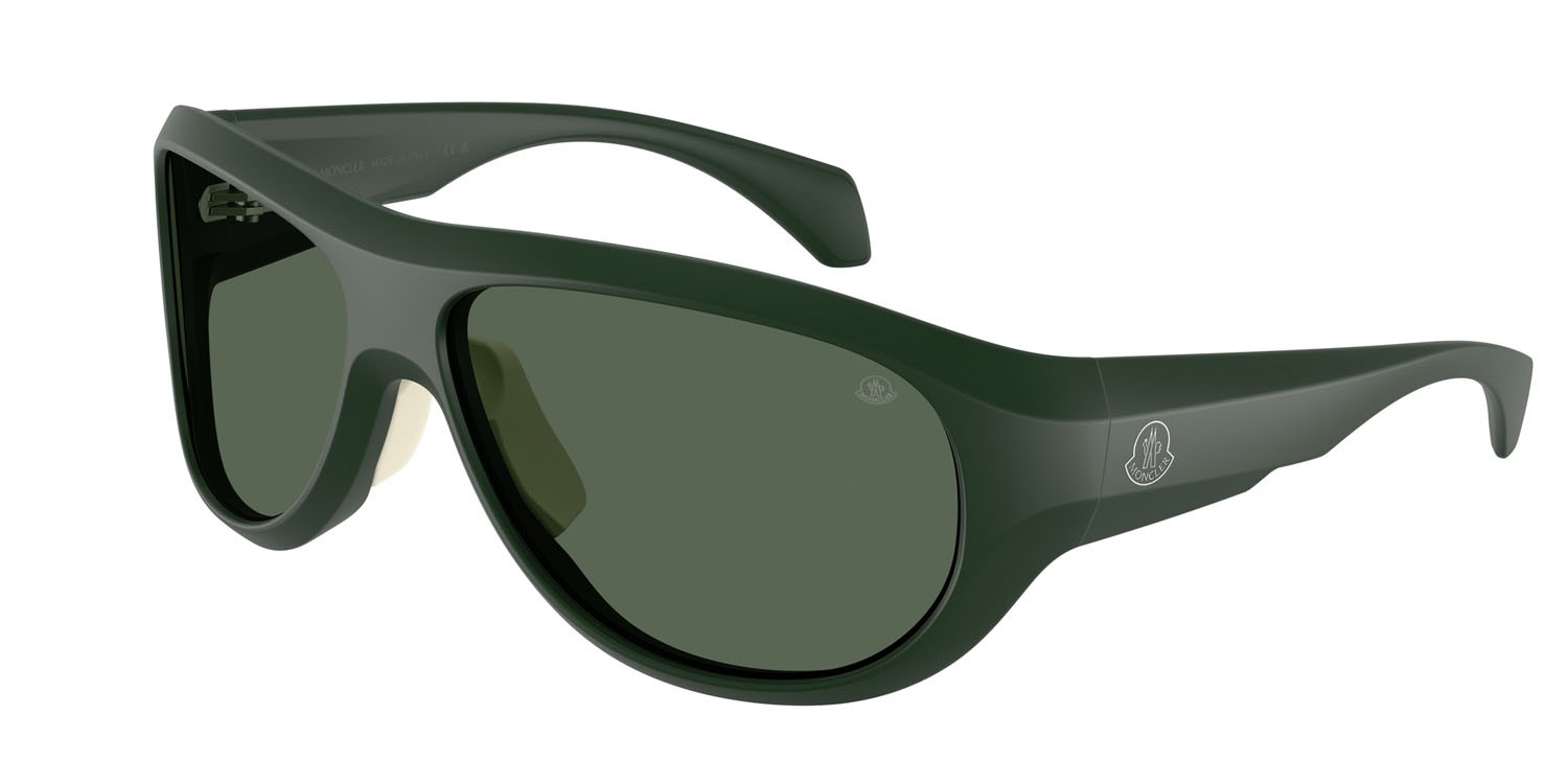 Sunglasses Moncler Bleacher ME 8013 (502971) color verde scuro opaco shape oval lenses verde scuro tinta unita