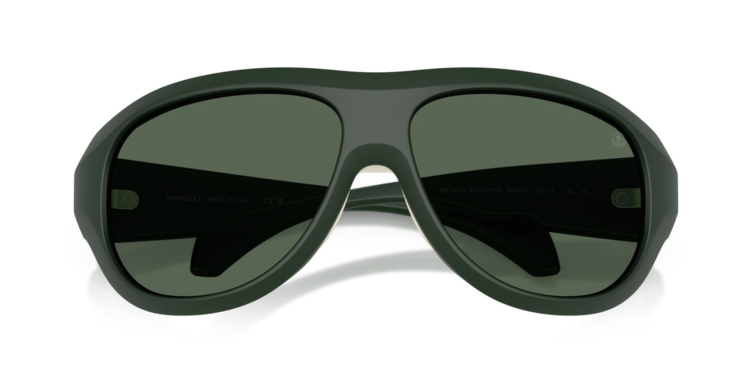Sunglasses Moncler Bleacher ME 8013 (502971) color verde scuro opaco shape oval lenses verde scuro tinta unita