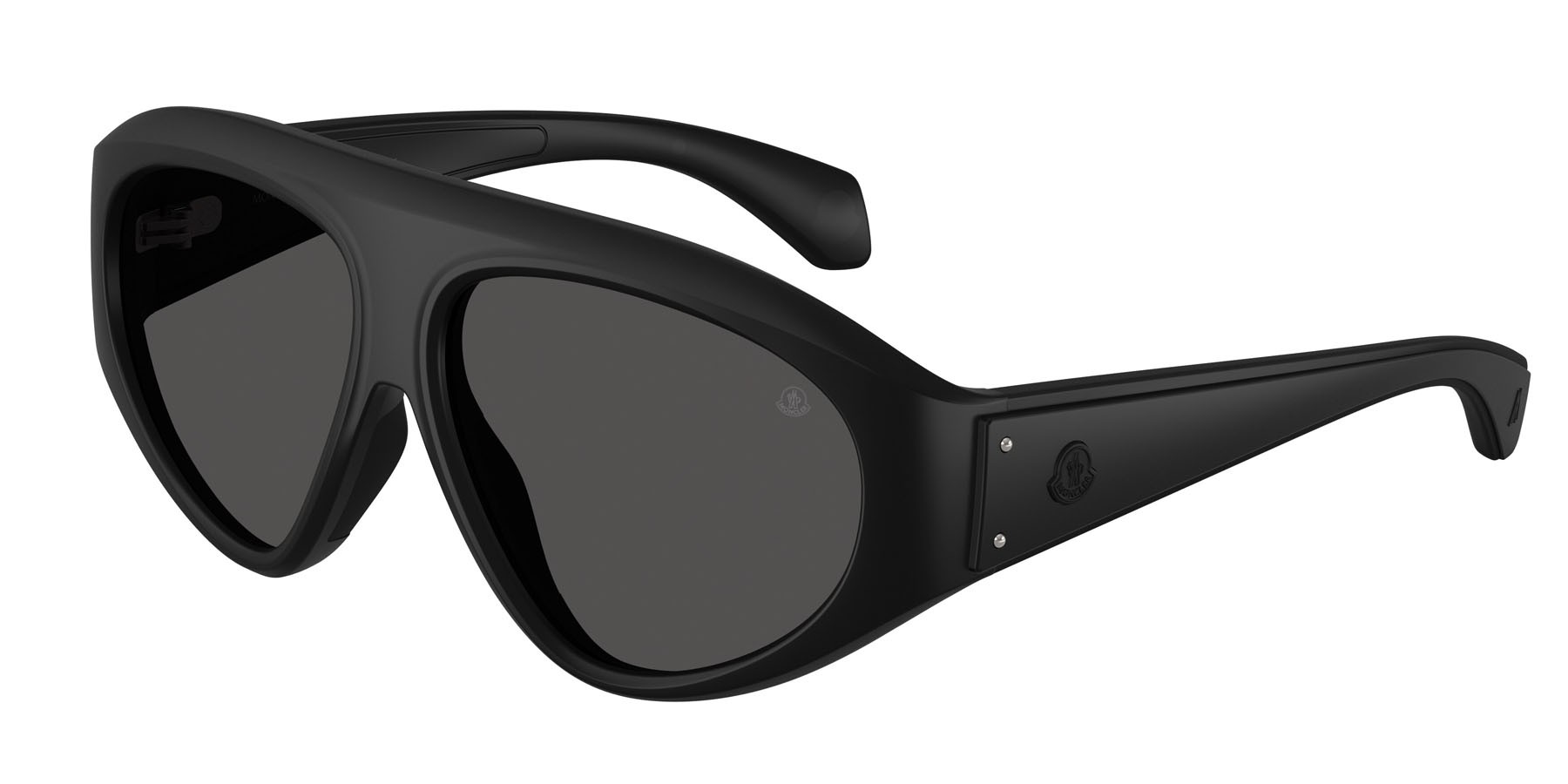 Occhiali da sole Moncler Zyra ME 8014U (500687) colore nero opaco forma aviator lenti grigio scuro tinta unita