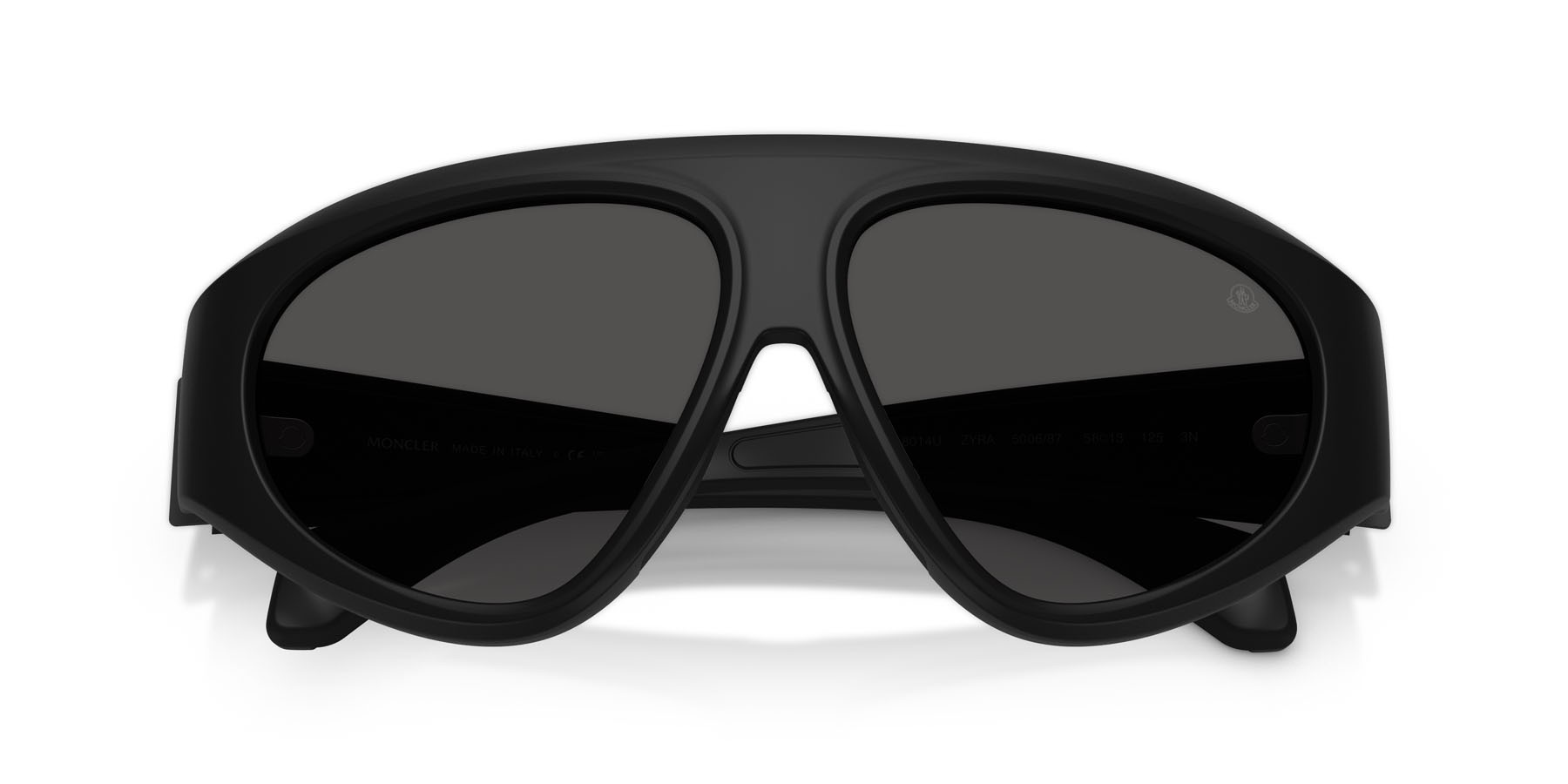 Occhiali da sole Moncler Zyra ME 8014U (500687) colore nero opaco forma aviator lenti grigio scuro tinta unita