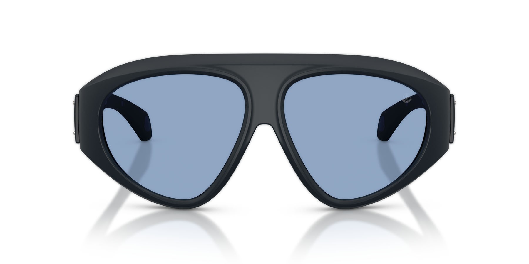 Occhiali da sole Moncler Zyra ME 8014U (503072) colore blu scuro opaco forma aviator lenti celeste tinta unita