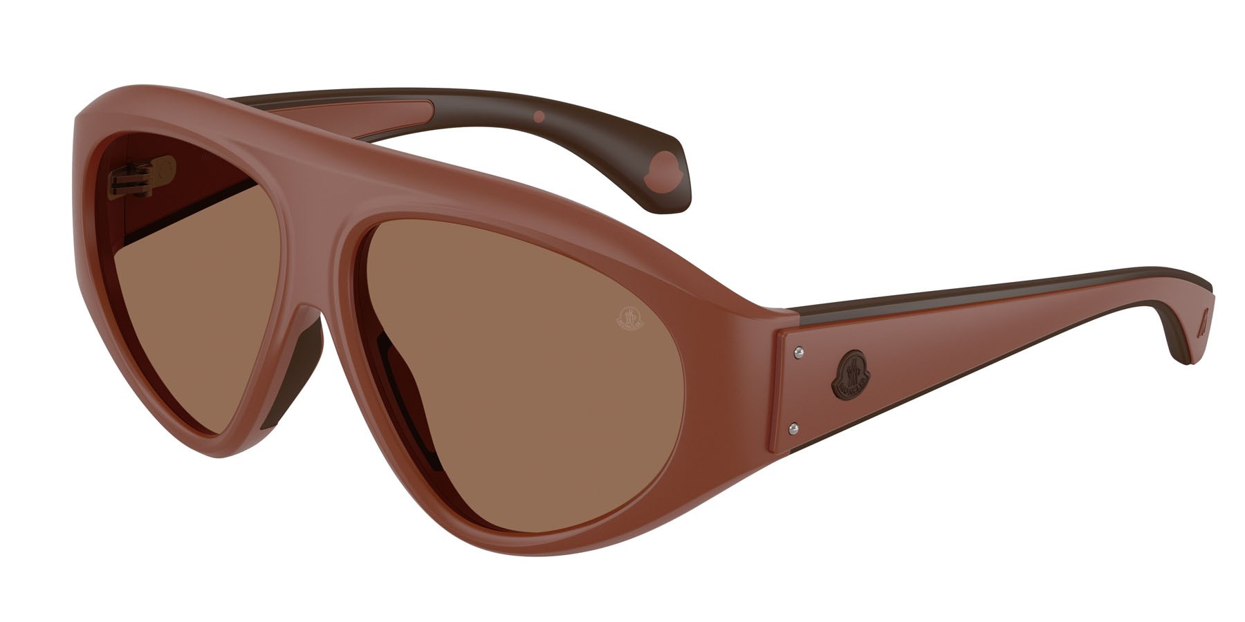 Occhiali da sole Moncler Zyra ME 8014U (503573) colore cannella opaco forma aviator lenti marrone tinta unita