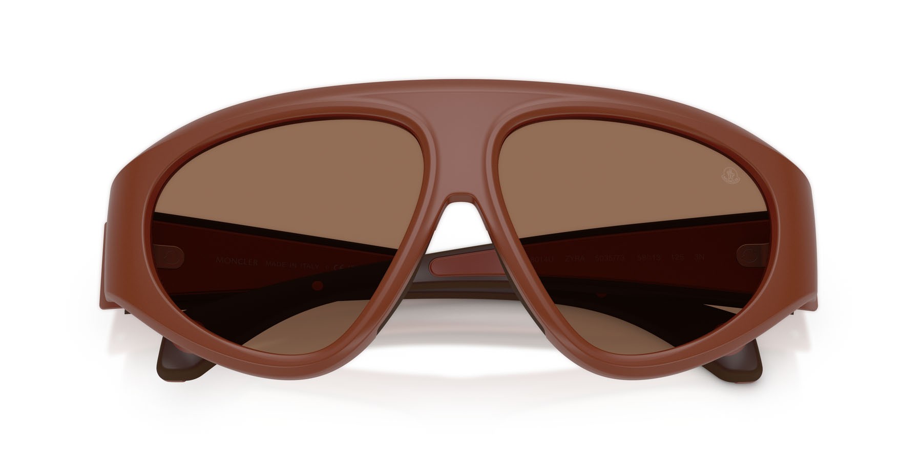 Occhiali da sole Moncler Zyra ME 8014U (503573) colore cannella opaco forma aviator lenti marrone tinta unita