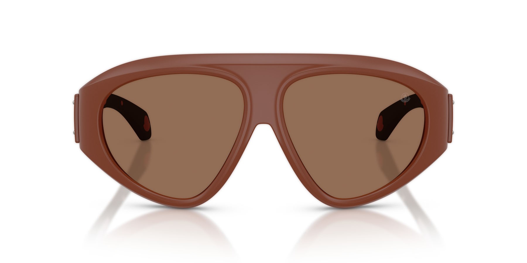 Occhiali da sole Moncler Zyra ME 8014U (503573) colore cannella opaco forma aviator lenti marrone tinta unita