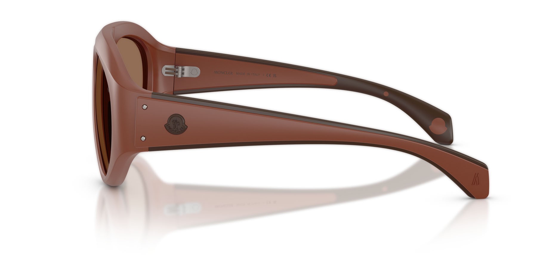 Occhiali da sole Moncler Zyra ME 8014U (503573) colore cannella opaco forma aviator lenti marrone tinta unita