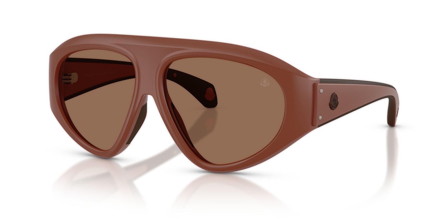 Occhiali da sole Moncler Zyra ME 8014U (503573) colore cannella opaco forma aviator lenti marrone tinta unita