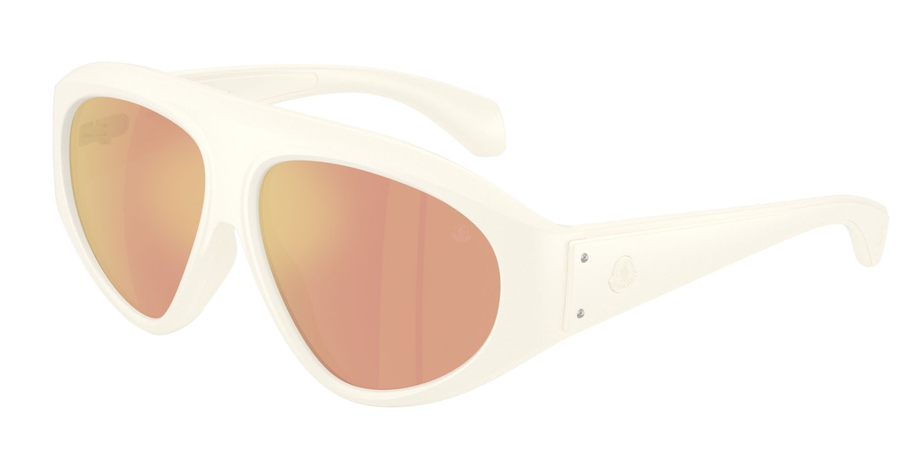 Occhiali da sole Moncler Zyra ME 8014U (50367J) colore vaniglia opaco forma aviator lenti marrone specchiato oro