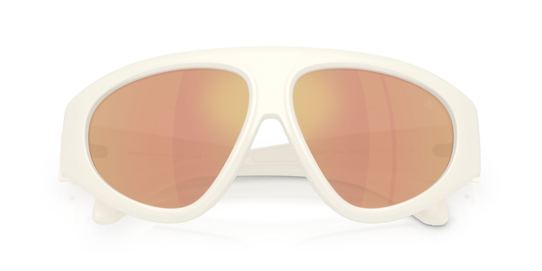 Occhiali da sole Moncler Zyra ME 8014U (50367J) colore vaniglia opaco forma aviator lenti marrone specchiato oro