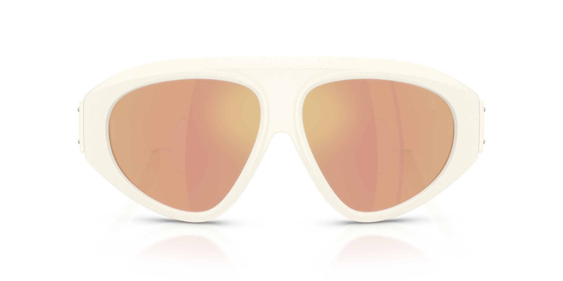 Occhiali da sole Moncler Zyra ME 8014U (50367J) colore vaniglia opaco forma aviator lenti marrone specchiato oro