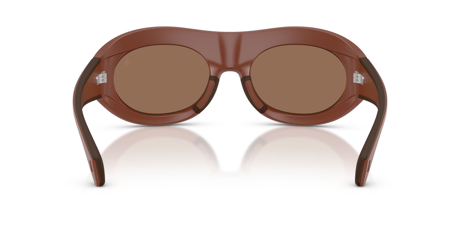 Sunglasses Moncler Ramillon ME 8015U (503573) color cannella opaco/caffe nero opaco shape oval lenses marrone tinta unita