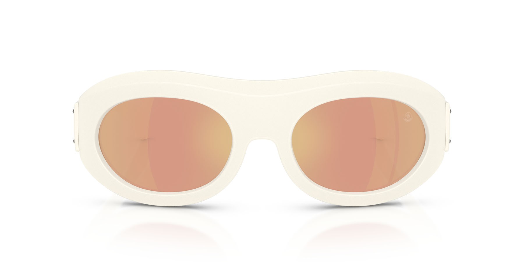 Sunglasses Moncler Ramillon ME 8015U (50367J) color vaniglia opaco shape oval lenses marrone specchiato oro