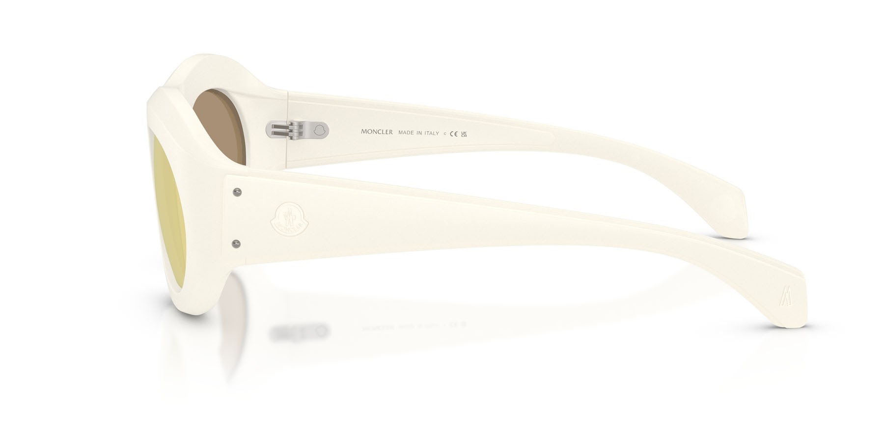 Sunglasses Moncler Ramillon ME 8015U (50367J) color vaniglia opaco shape oval lenses marrone specchiato oro