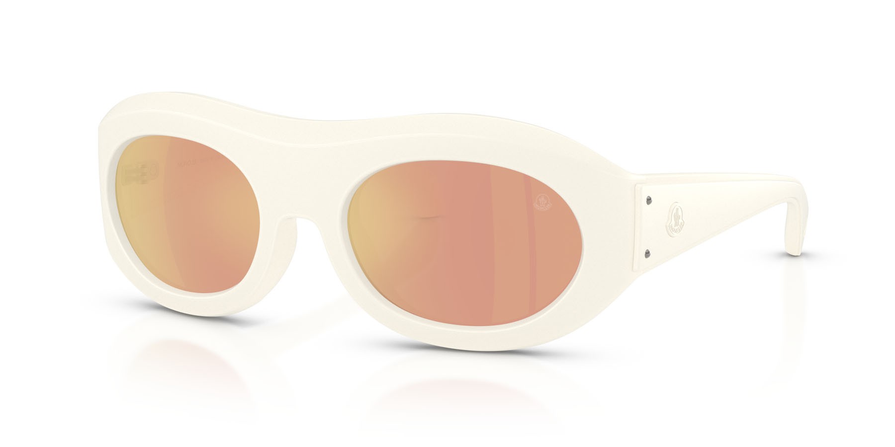 Sunglasses Moncler Ramillon ME 8015U (50367J) color vaniglia opaco shape oval lenses marrone specchiato oro