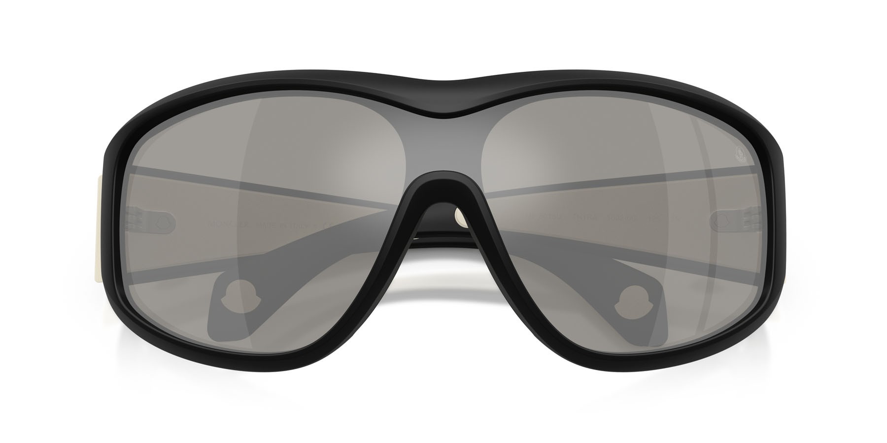 Occhiali da sole Moncler Thyra ME 8016U (50026G) colore nero opaco forma ovale lenti argento a specchio