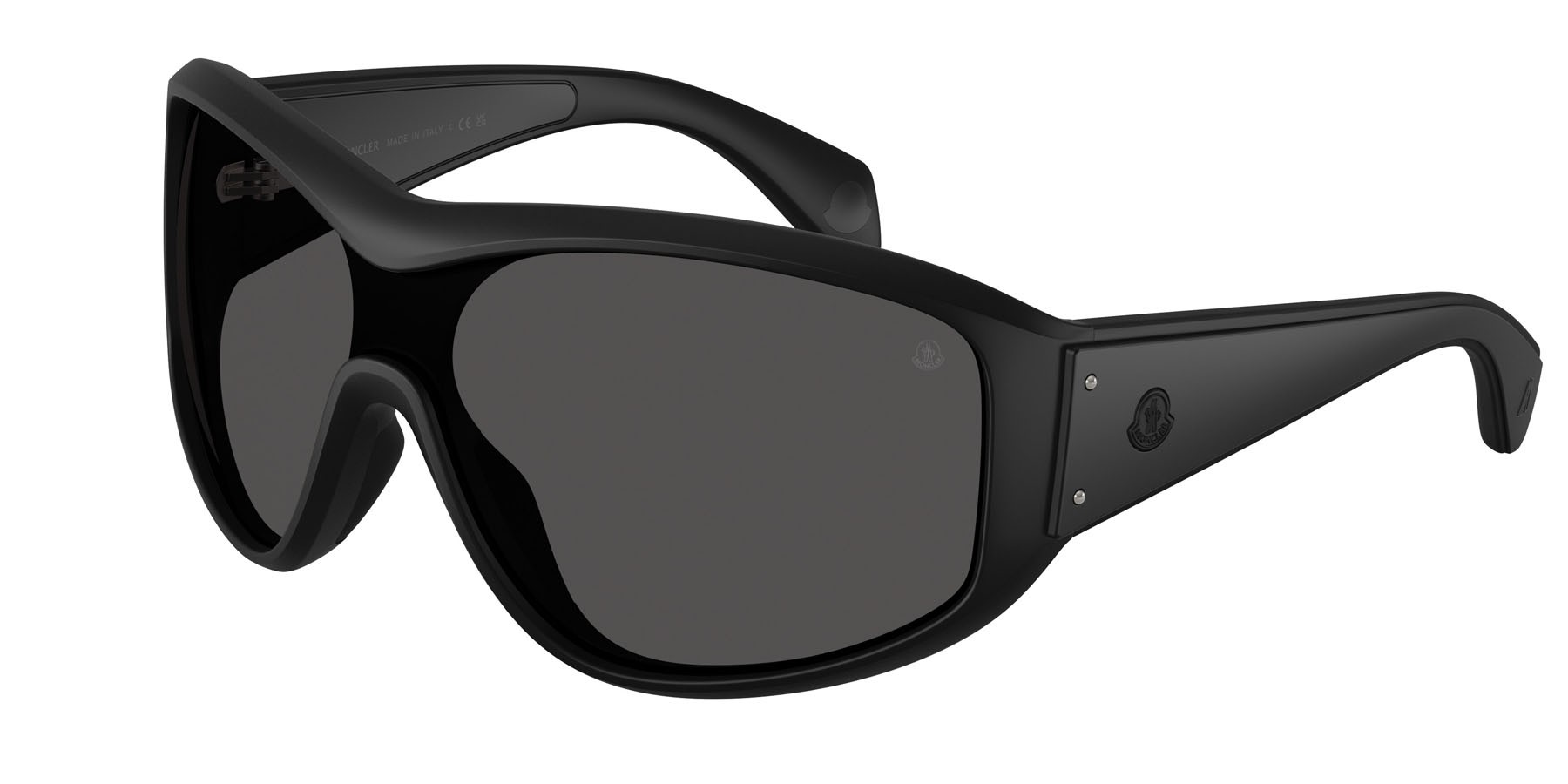Occhiali da sole Moncler Thyra ME 8016U (500687) colore nero opaco forma ovale lenti grigio scuro tinta unita
