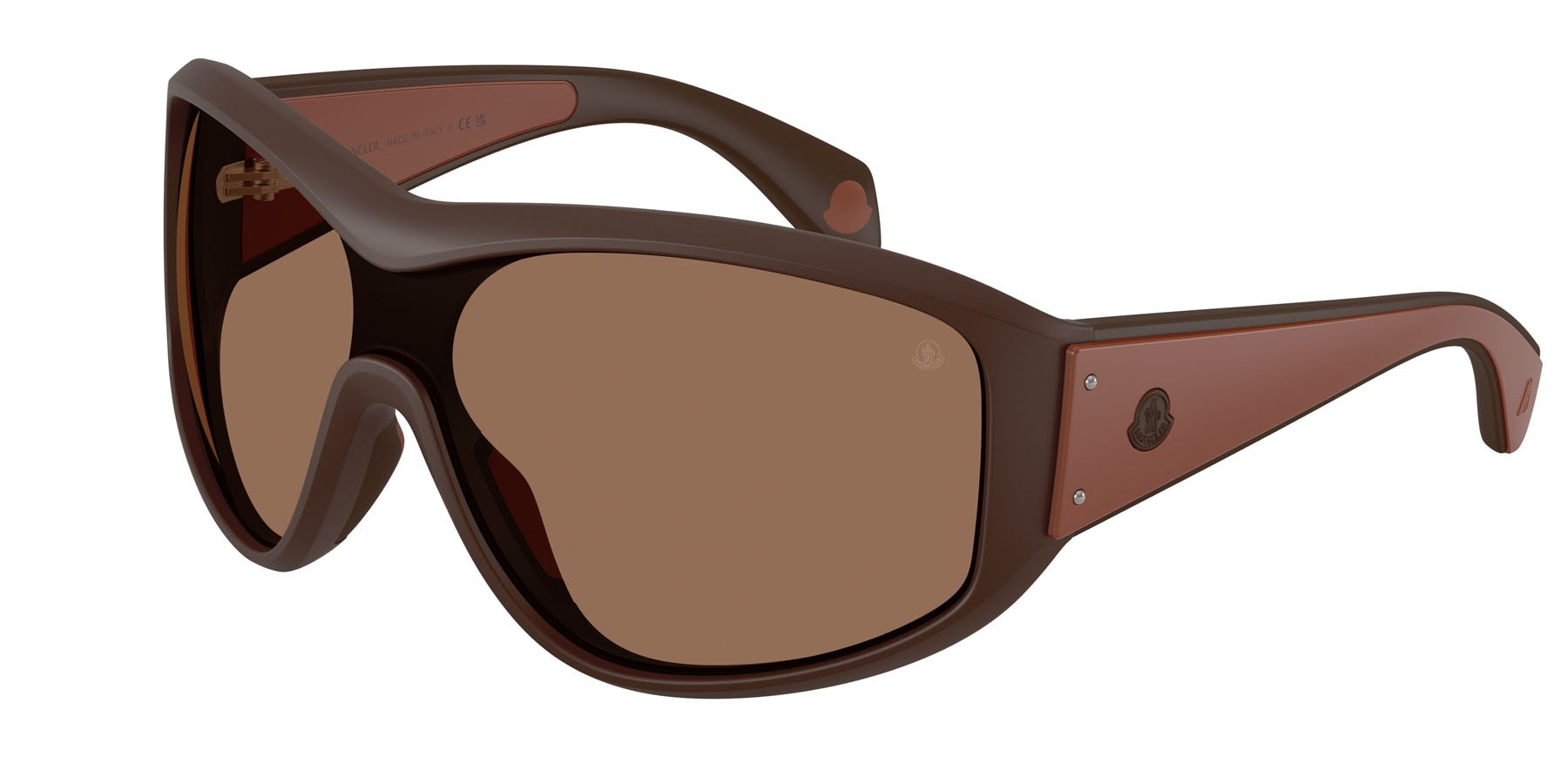 Occhiali da sole Moncler Thyra ME 8016U (503573) colore chicco di caffe opaco forma ovale lenti marrone tinta unita