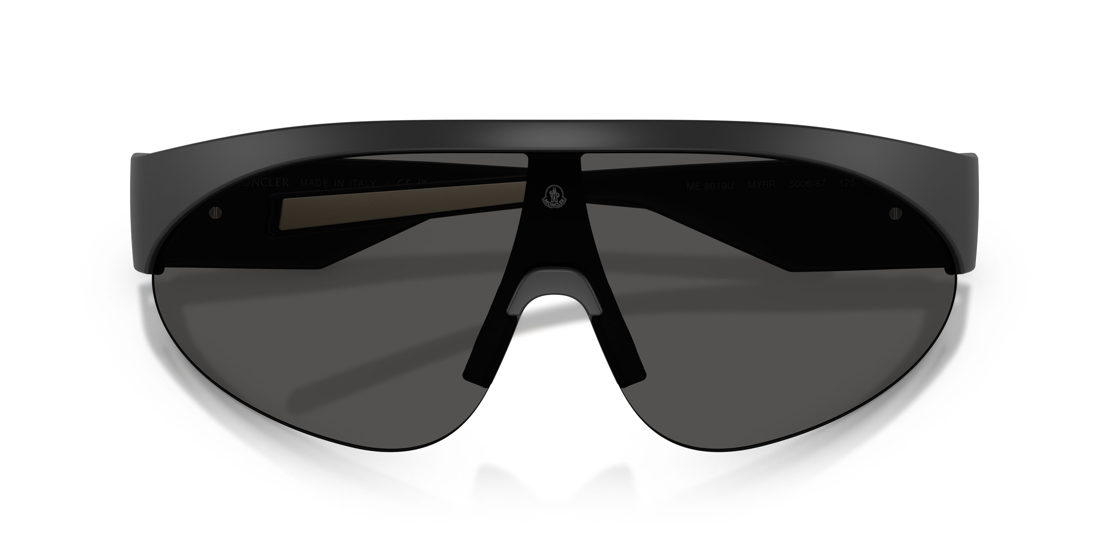 Occhiali da sole Moncler Myrr ME 8019U (500687) colore gomma nera forma ovale lenti grigio tinta unita