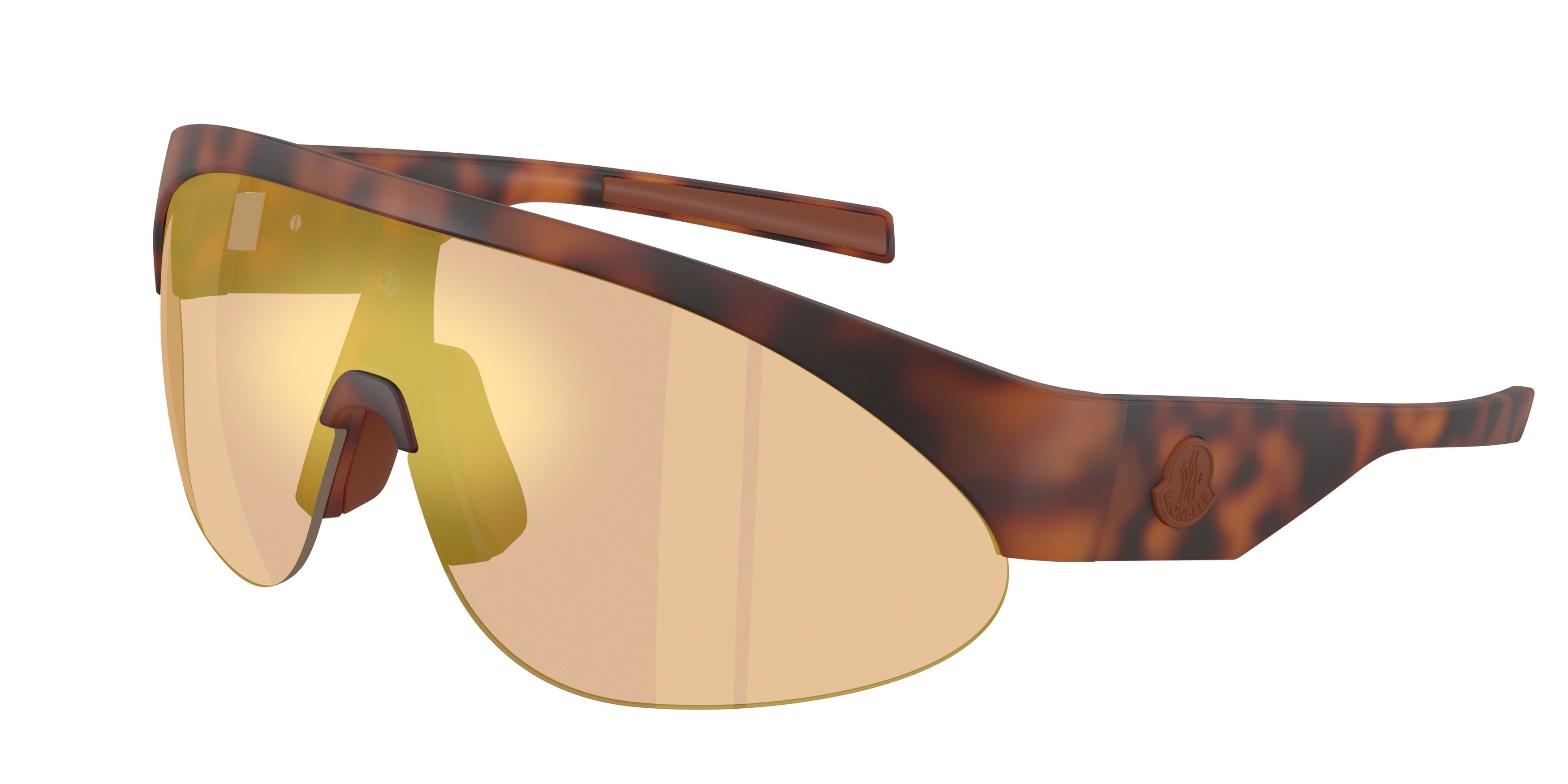 Sunglasses Moncler Myrr ME 8019U (50267J) color gomma havana shape oval lenses marrone chiaro specchiato oro