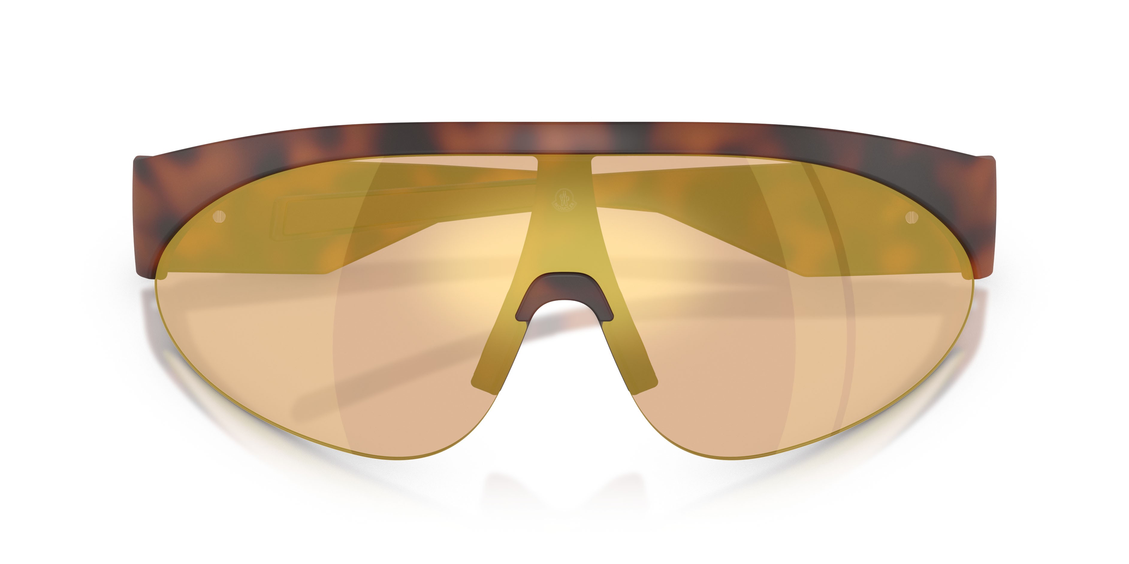 Sunglasses Moncler Myrr ME 8019U (50267J) color gomma havana shape oval lenses marrone chiaro specchiato oro