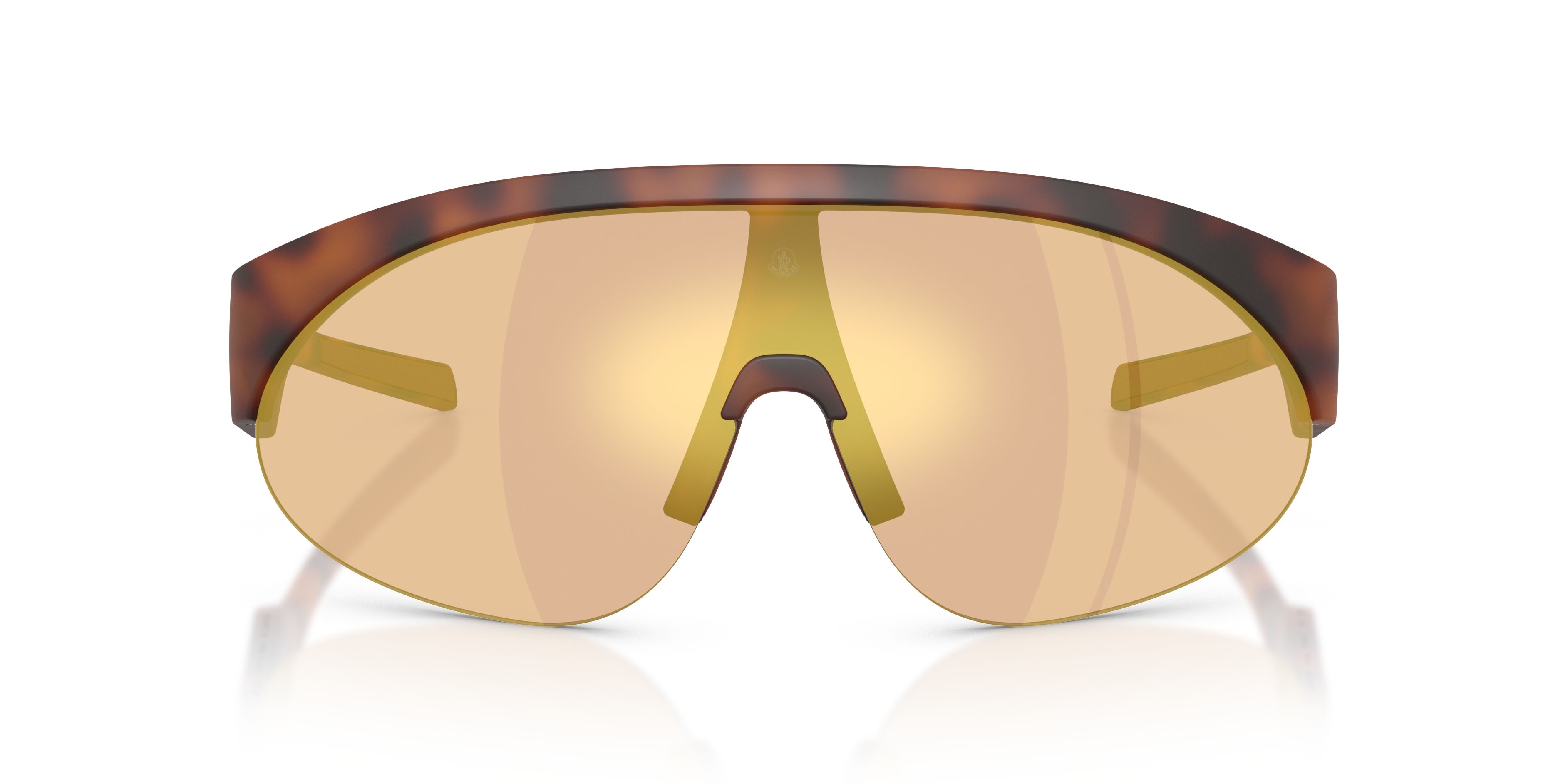 Sunglasses Moncler Myrr ME 8019U (50267J) color gomma havana shape oval lenses marrone chiaro specchiato oro