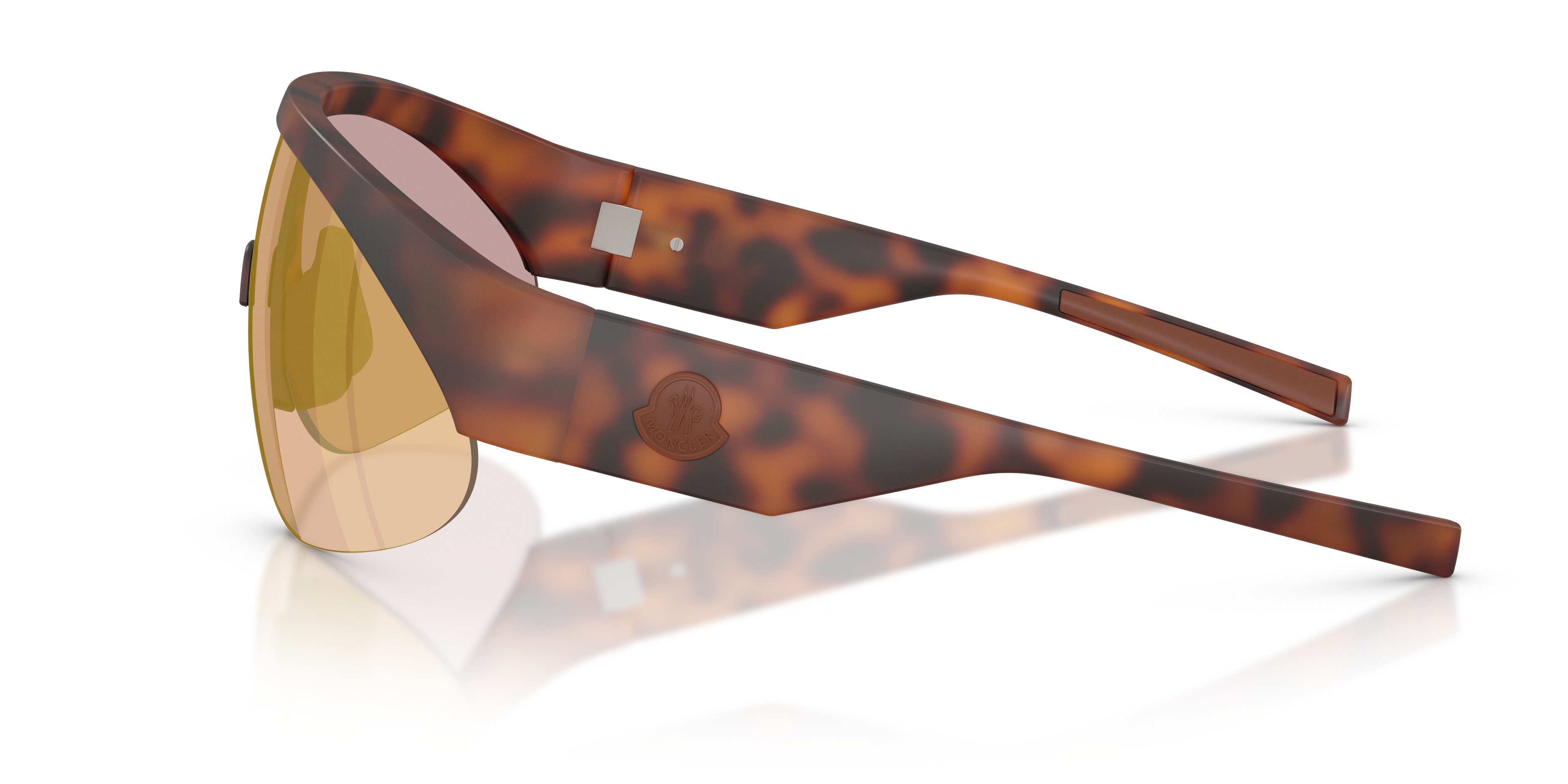 Sunglasses Moncler Myrr ME 8019U (50267J) color gomma havana shape oval lenses marrone chiaro specchiato oro