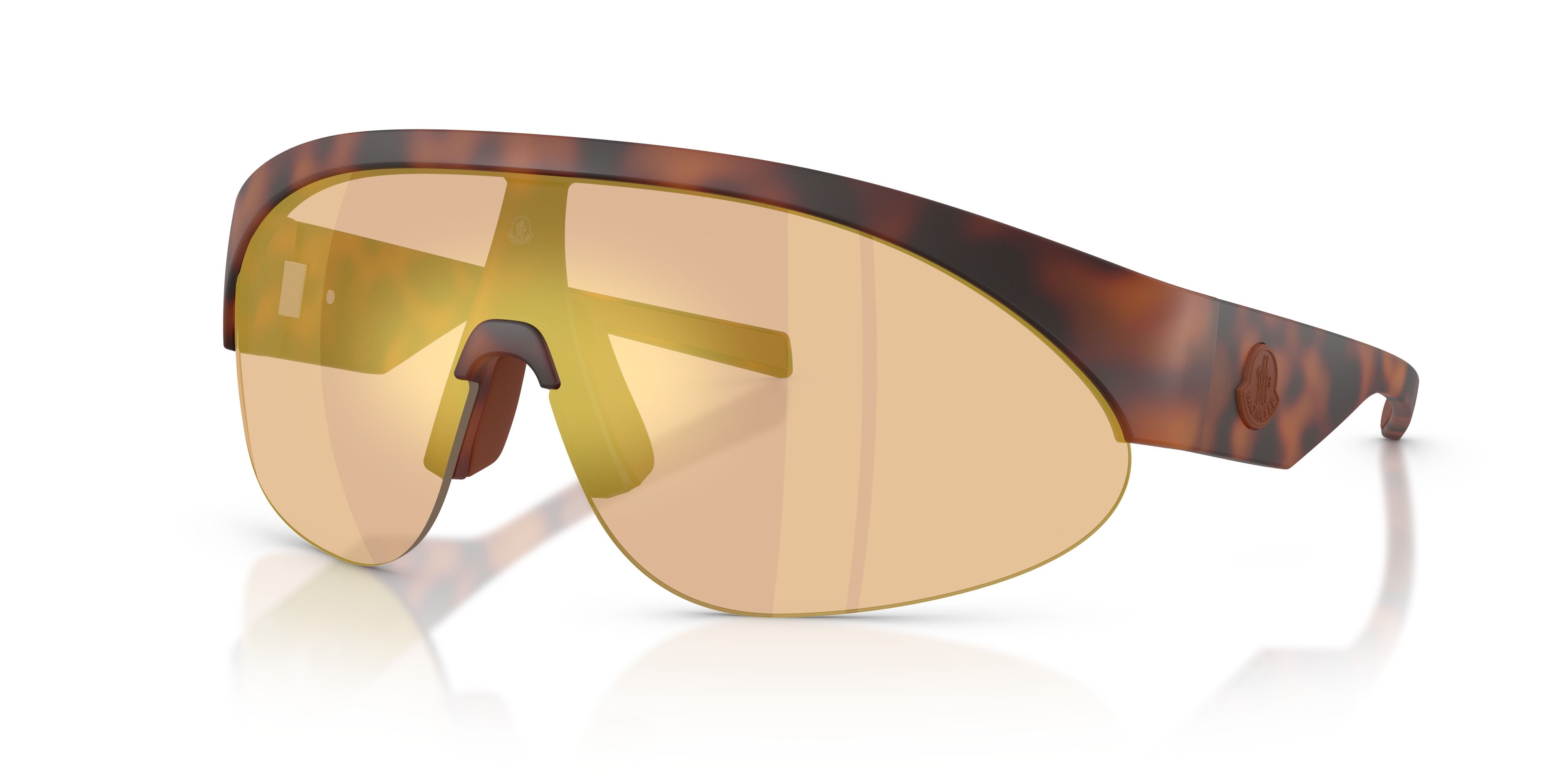 Sunglasses Moncler Myrr ME 8019U (50267J) color gomma havana shape oval lenses marrone chiaro specchiato oro