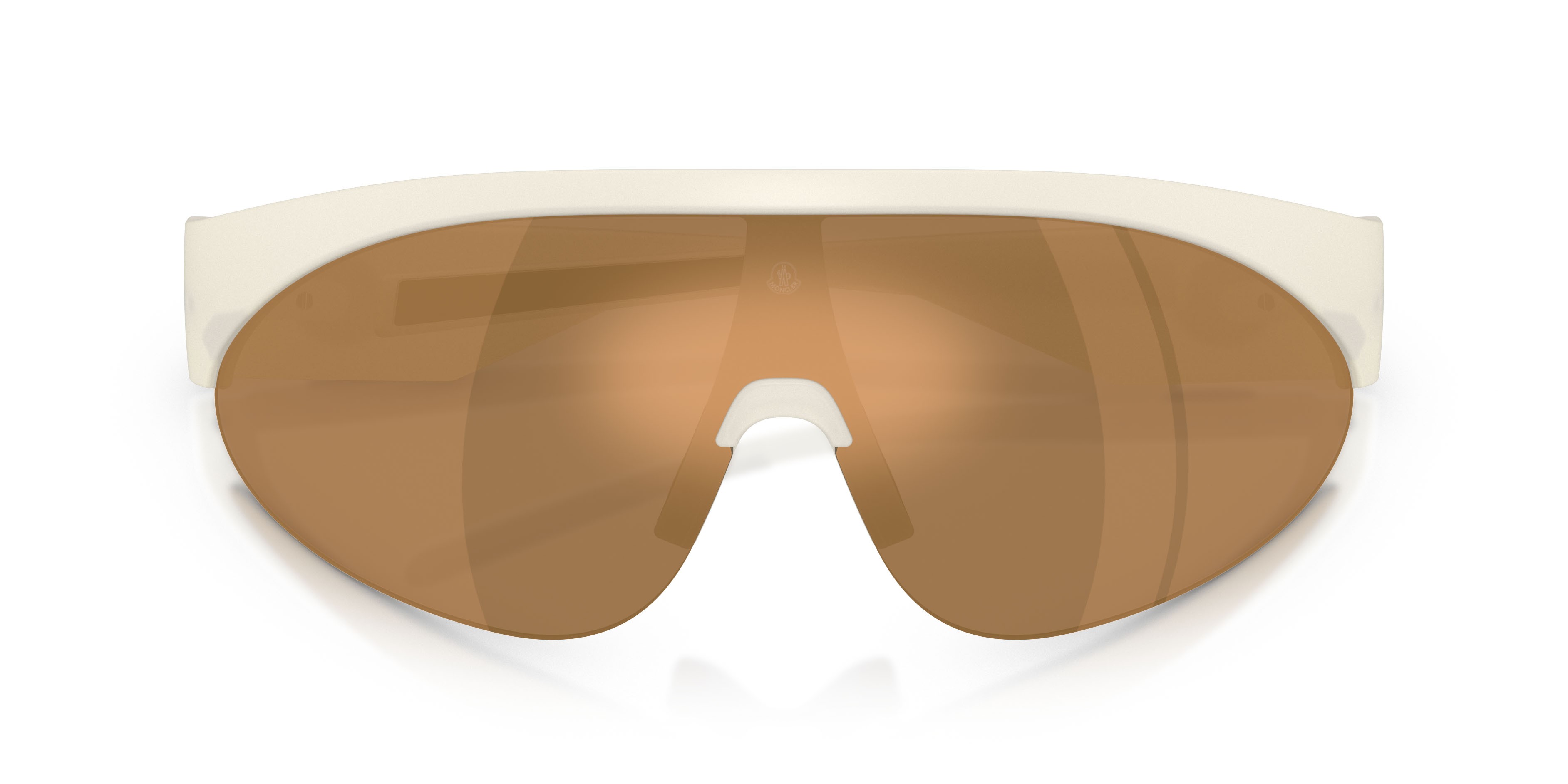 Occhiali da sole Moncler Myrr ME 8019U (5040F9) colore bianco opalino forma ovale lenti bronzo a specchio