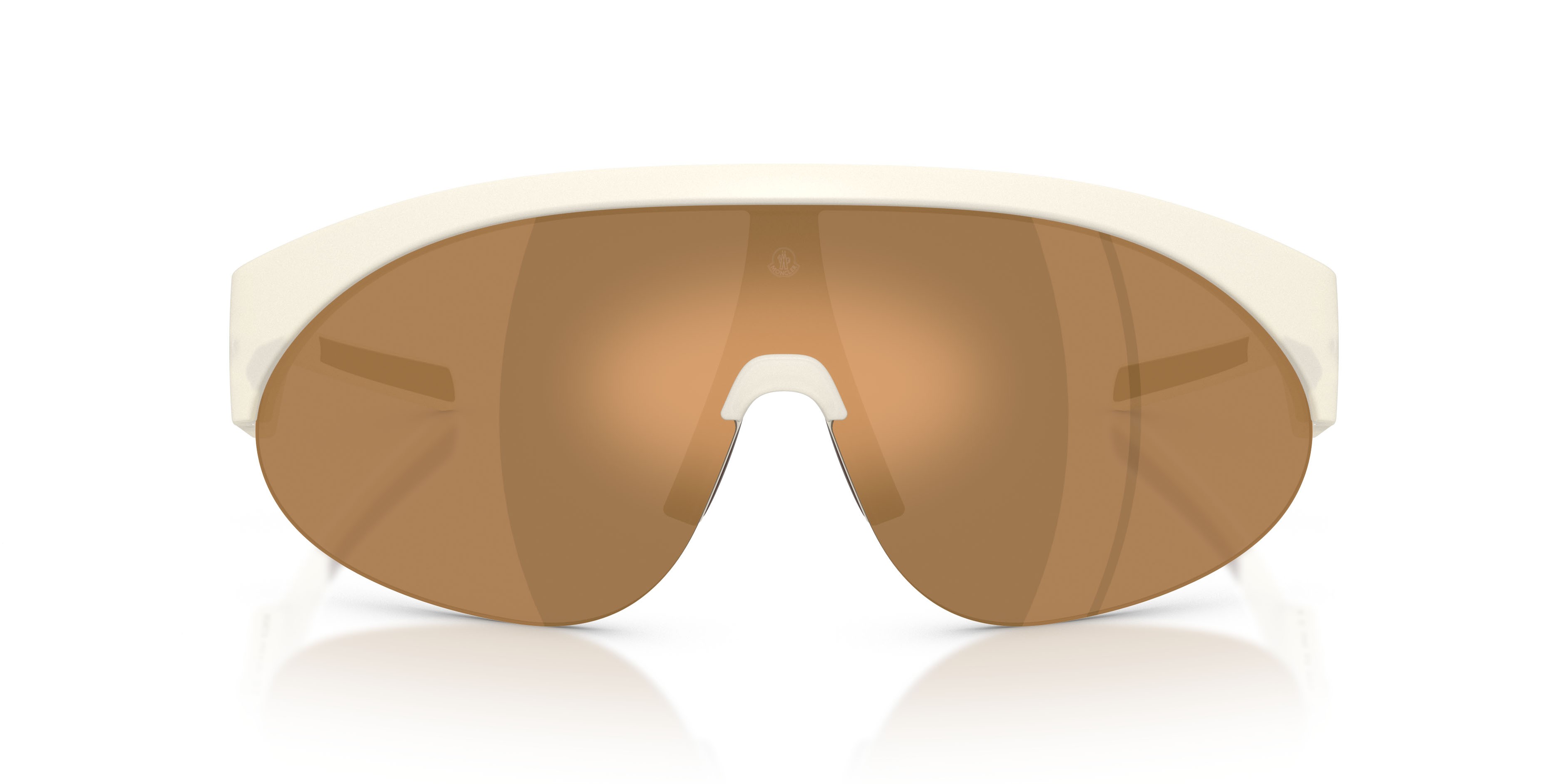 Occhiali da sole Moncler Myrr ME 8019U (5040F9) colore bianco opalino forma ovale lenti bronzo a specchio